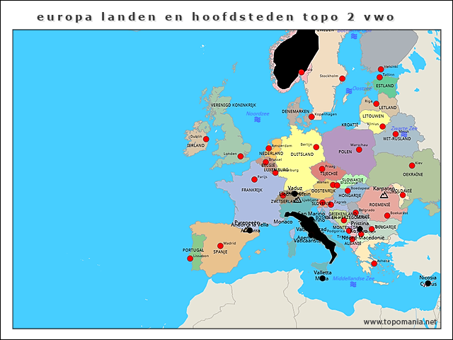 europa-landen-en-hoofdsteden-topo-2-vwo