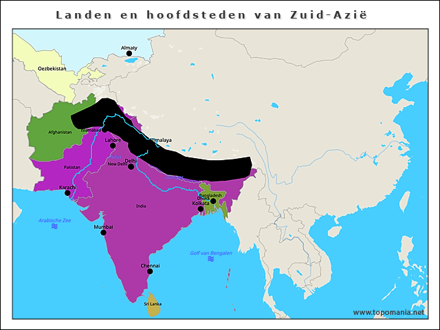 landen-en-hoofdsteden-van-zuid-azie