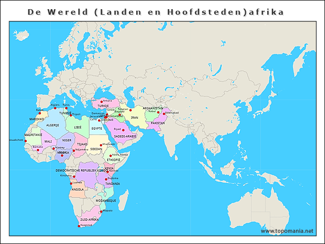 de-wereld-(landen-en-hoofdsteden)afrika