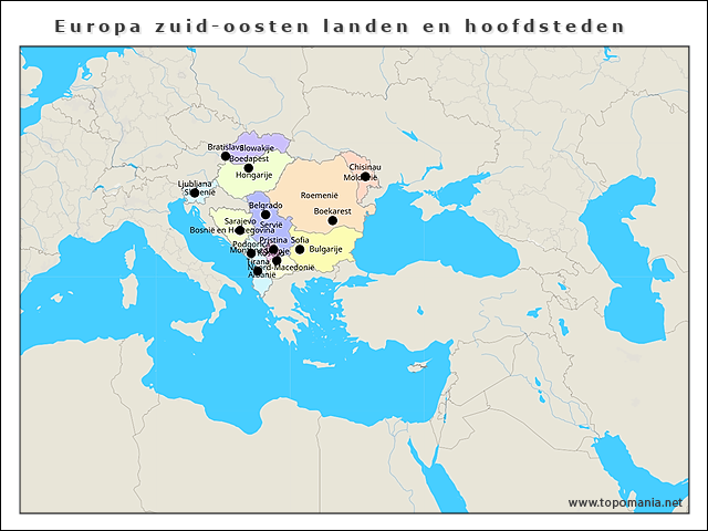 europa-zuid-oosten-landen-en-hoofdsteden