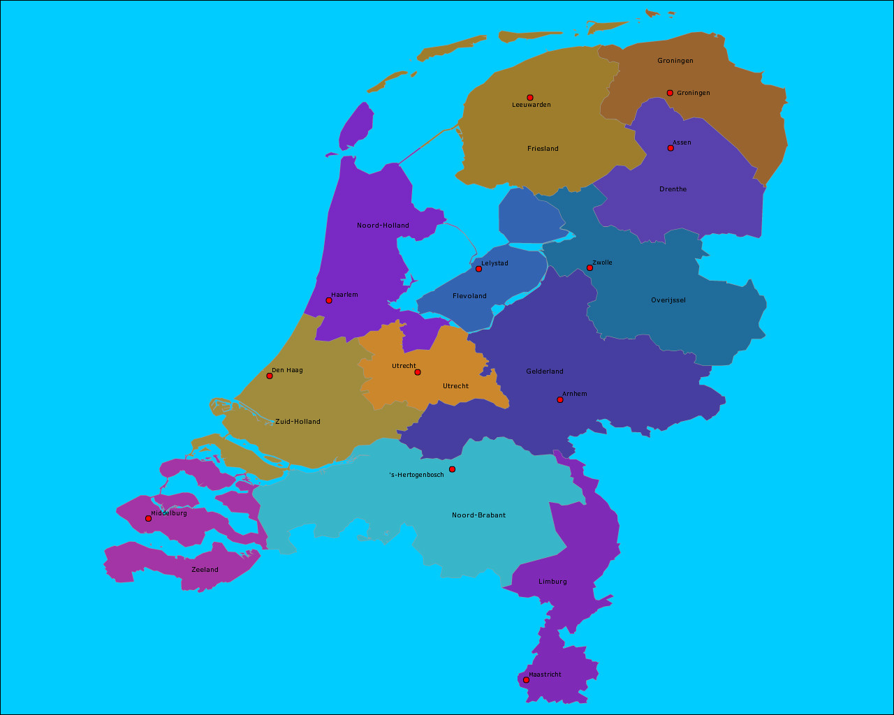 Topografie Provincies Van Nederland En Hoofdsteden