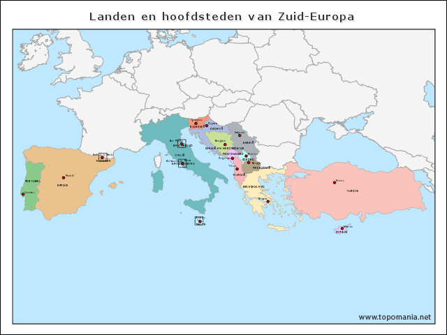 landen-en-hoofdsteden-van-zuid-europa