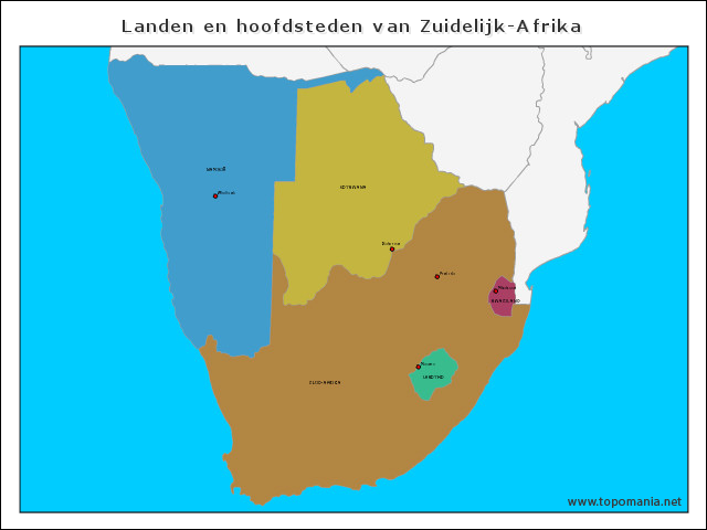 landen-en-hoofdsteden-van-zuidelijk-afrika