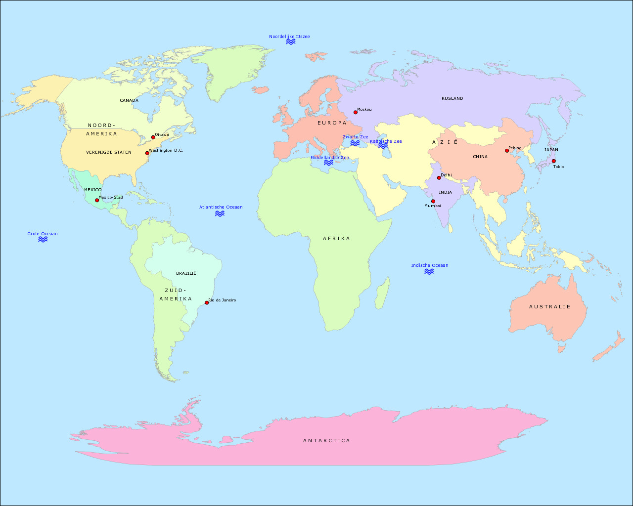 Werelddelen kaart | www.topomania.net