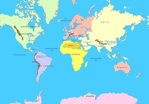 Topografie Werelddelen Wateren En Bergen