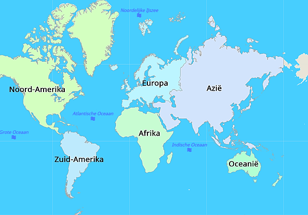 Topografie Werelddelen En Oceanen