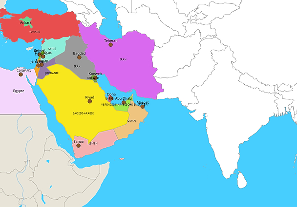 Geography Midden-Oosten landen en hoofdsteden ST | www.topomania.net