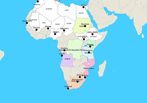 Topografie Noord Afrika, landen en hoofdsteden | www.topomania.net
